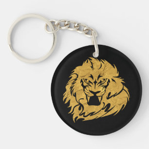 Golden Lion Head Key Ring