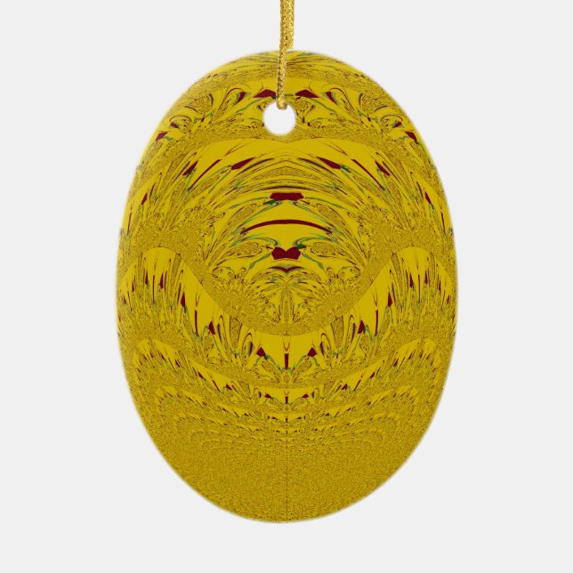 Golden Lion head pattern design Ceramic Tree Decoration (Front)