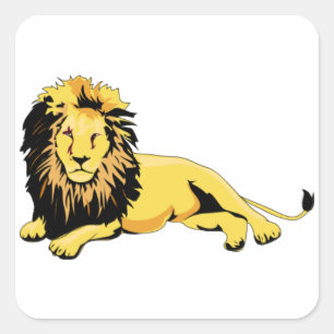 Golden Lion Lying Down Square Sticker