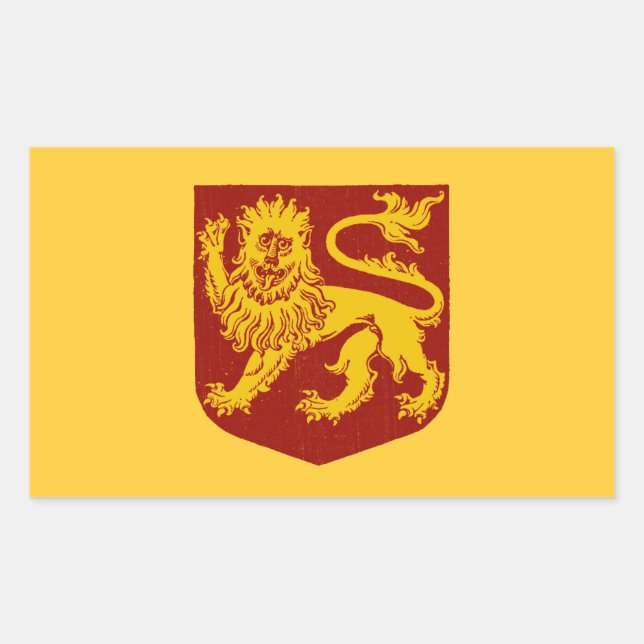 Golden Lion on Red Shield Heraldry Rectangular Sticker (Front)