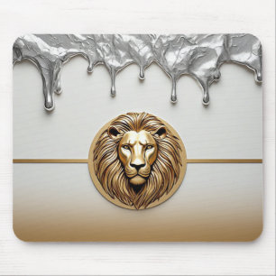 Golden Lion Symbol Luxury Metal Style 🦁 Mouse Mat