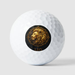 Golden Lion Symbol Representing Strength, Zodiac Golf Balls
