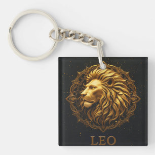 Golden Lion Symbol Representing Strength, Zodiac Key Ring