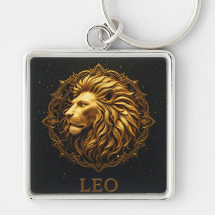 Golden Lion Symbol Representing Strength, Zodiac Key Ring