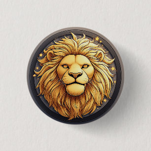 Golden Lion Within Cosmic Circle 3 Cm Round Badge