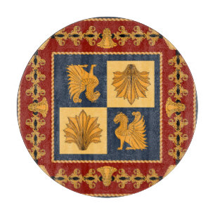 Golden lions: Art Nouveau scarf design Cutting Board