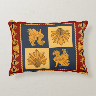 Golden lions: Art Nouveau scarf design Decorative Cushion