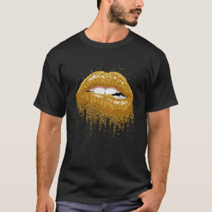 Golden lips bite valentine day be mine or i will b T-Shirt