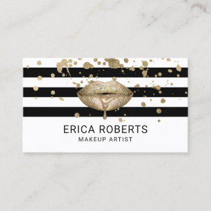 Golden Lips Modern Gold Splatters Makeup Artist Business Card