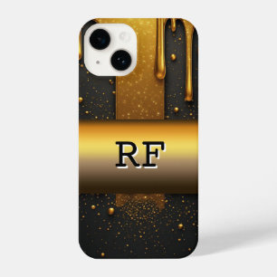Golden Liquid Drip With Glittering Particles iPhone 14 Case