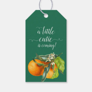 Golden Little Cutie Orange Baby Shower  Gift Tags