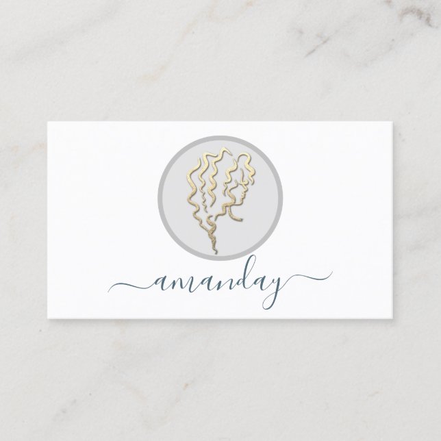 Golden Logo Hairdresser Makeup Artist Lash White Business Card (Front)