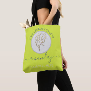 Golden Logo Yellow Beauty Studio Hairdressers Tote Bag