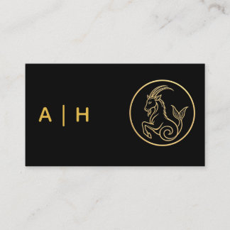 Golden look - Capricorn -monogram black Business Card