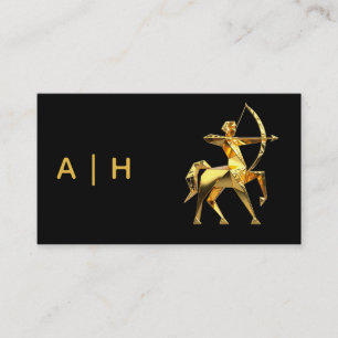  Golden look -   Sagittarius   -monogram  black Business Card