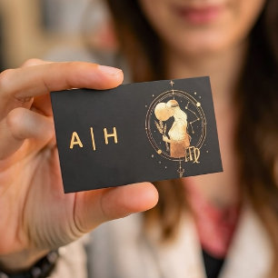  Golden look -   Virgo  Zodiac  -monogram  black Business Card