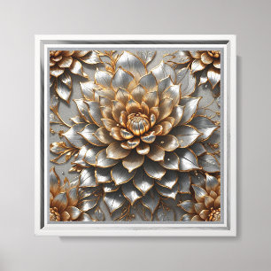 Golden Lotus Bloom Elegant Metallic Floral Canvas Print