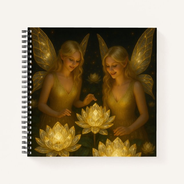 Golden Lotus Fairies Fantasy Art Journal  (Front)