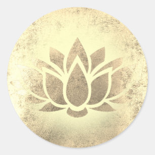 golden lotus flower classic round sticker
