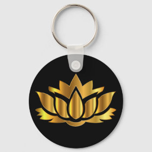 Golden Lotus Flower Keychain
