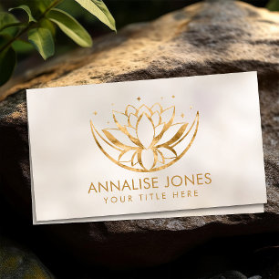 Golden Lotus flower shape and moon Business Card