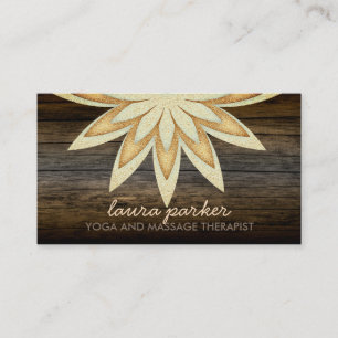 Golden Lotus Flower Wood Yoga Instructor Massage Business Card
