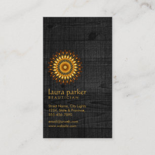 Golden Lotus Flower Wood Yoga Meditation HealthSpa Business Card