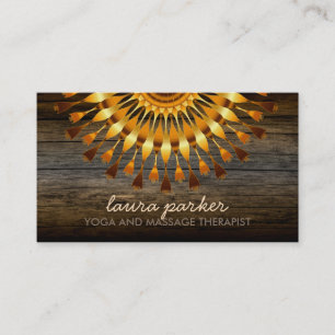 Golden Lotus Flower Wooden Yoga Health Massage Business Card