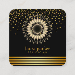 Golden Lotus Flower Yoga Meditation Confetti Spa Square Business Card