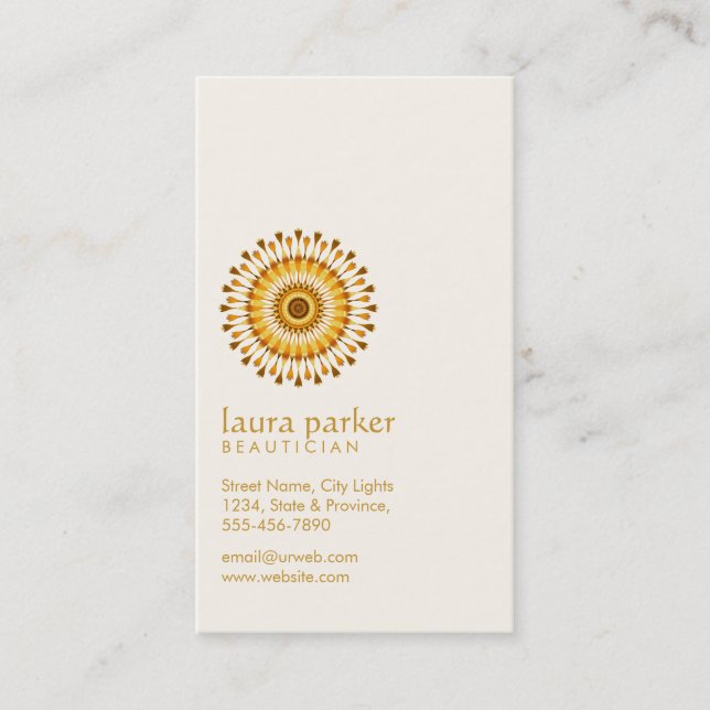 Golden Lotus Flower Yoga Meditation Health Spa Business Card (Front)