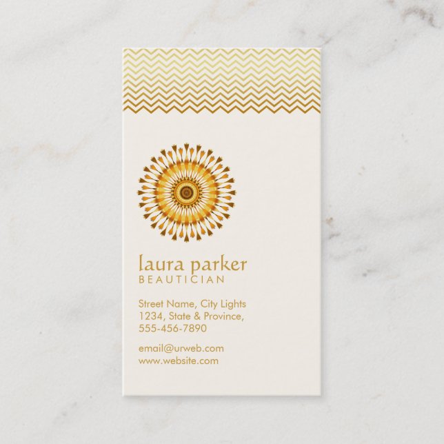 Golden Lotus Flower Yoga Meditation Health Spa Business Card (Front)