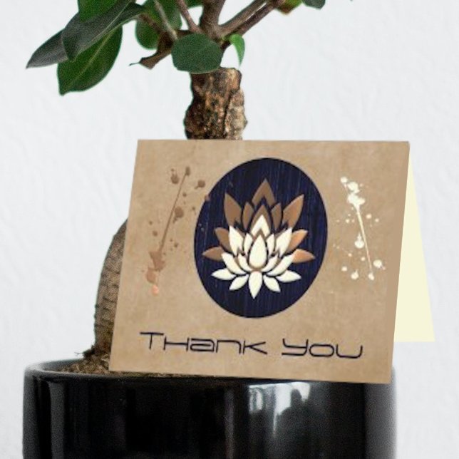 Golden Lotus Flower Zen Thank You Card (Creator Uploaded)