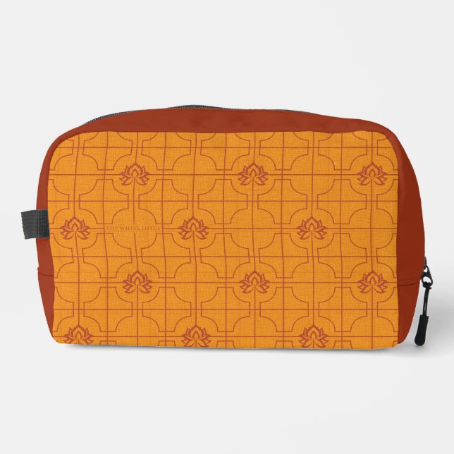 Golden Lotus Grid Pattern - The White Lotus Dopp Kit (Front)