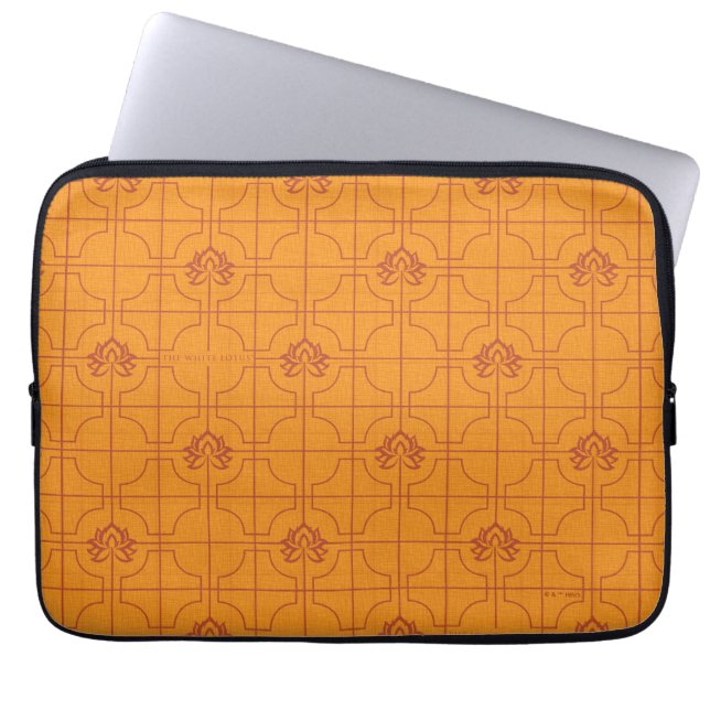Golden Lotus Grid Pattern - The White Lotus Laptop Sleeve (Front)