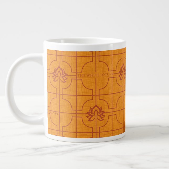 Golden Lotus Grid Pattern - The White Lotus Large Coffee Mug (Left)