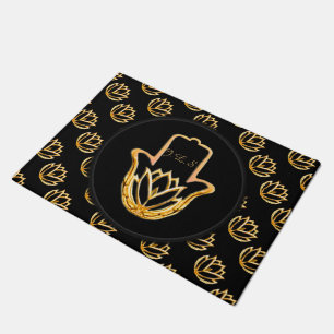 Golden Lotus Hamsa Hand Doormat