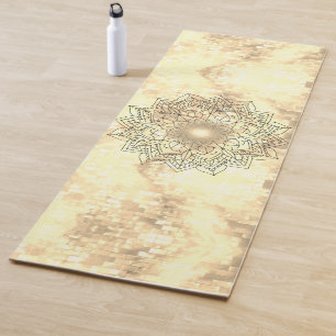 Golden lotus mandala yoga mat
