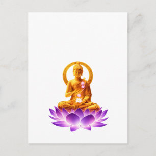 Golden Lotus Meditation Buddha Spiritual Yoga Desi Holiday Postcard
