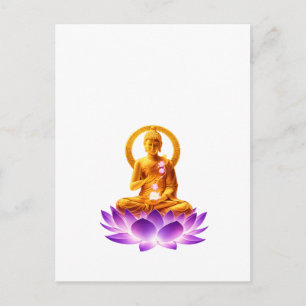 Golden Lotus Meditation Buddha Spiritual Yoga Desi Postcard