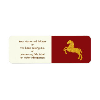 Golden Lotus Petal Pattern Horse On Dark Red
