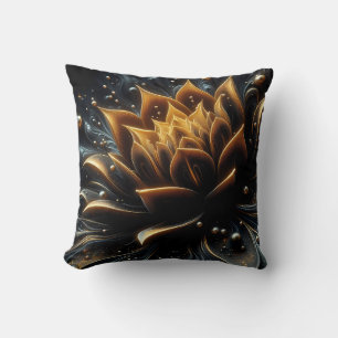 Golden Lotus Radiance – Abstract Mystical Design Cushion