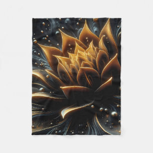 Golden Lotus Radiance – Abstract Mystical Design Fleece Blanket