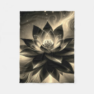 Golden Lotus Radiance – Abstract Mystical Design Fleece Blanket