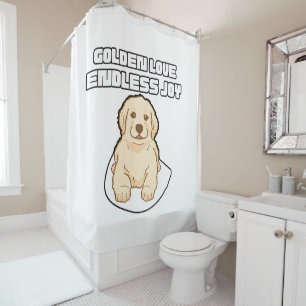 Golden love, endless joy Cute Golden Retriever Shower Curtain