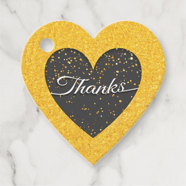 Golden Love Heart Favour Tags (Front)