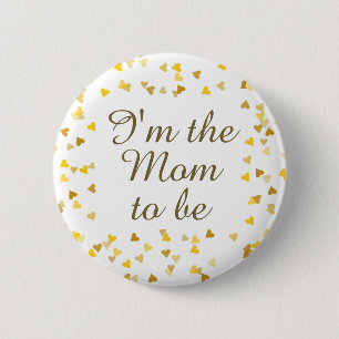 Golden Love Hearts Baby Shower / Sprinkle 6 Cm Round Badge