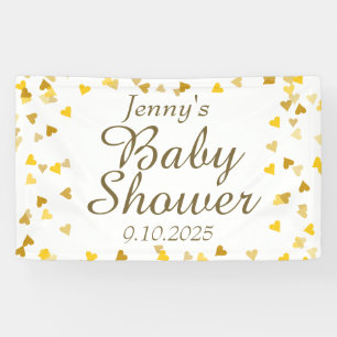 Golden Love Hearts Baby Shower / Sprinkle Banner