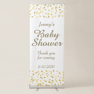 Golden Love Hearts Baby Shower / Sprinkle Welcome Retractable Banner