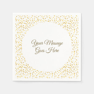 Golden Love Hearts Confetti Elegant Modern Script Napkin
