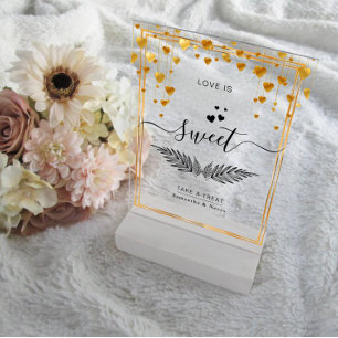 Golden Love is Sweet Hearts, Wedding Favours  Acrylic Sign